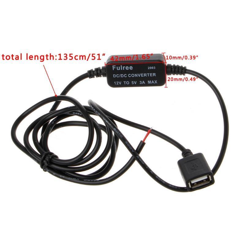Car Charger USB Female Plug 12V to 5V 3A Power Supply Converter For PDA DVR