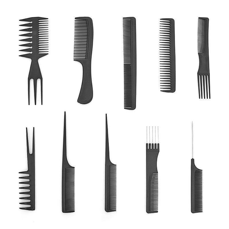 10pcs Black Professional Salon  Styling Comb Brushes