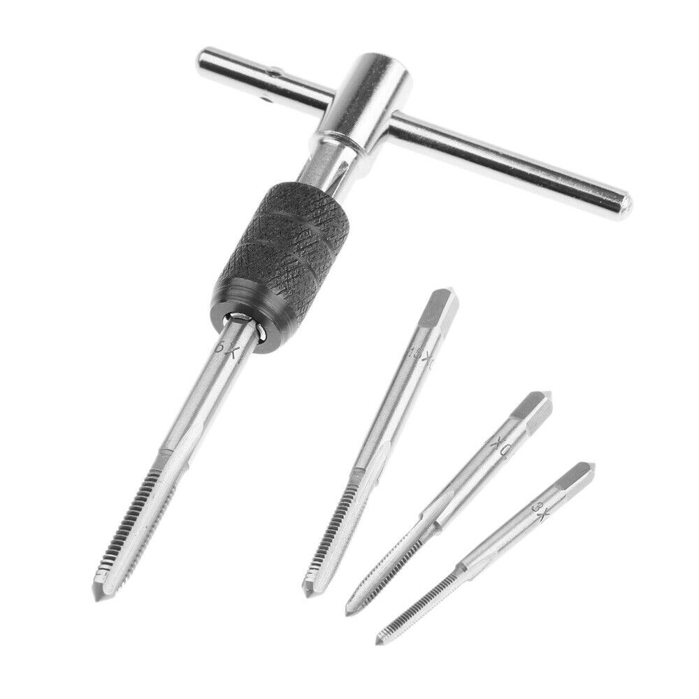 New 5Pcs/set Screw Thread Taps Drill Bits Kit With Wrench Woodworking Hand Tools