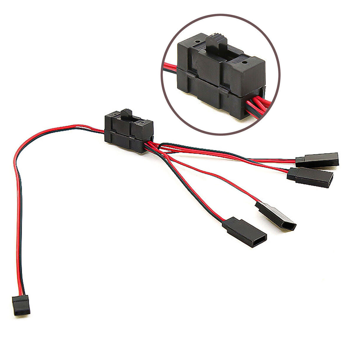 R14 4-way LED Y Cable with Switch Lamp Wire for TRX-4 SCX10 RC Crawler Car Truck