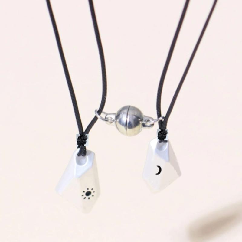 Wishing Stone Couple Necklace Men Women Simple Fashion Iron-absorbing Stone Gift