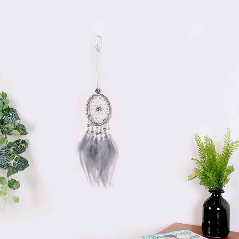 Beads Feathers Handmade Dreamcatcher Dream Catcher Net Home Decor (Grey)