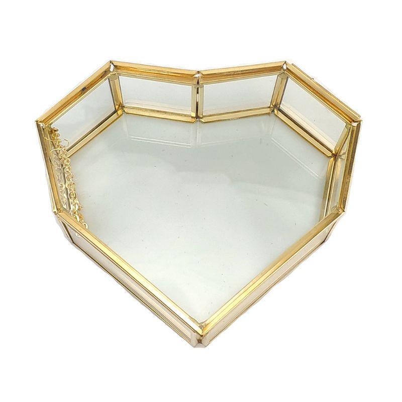 Clear Heart Shape Holder Bracelet Necklace Earrings Jewelry Display Organizer