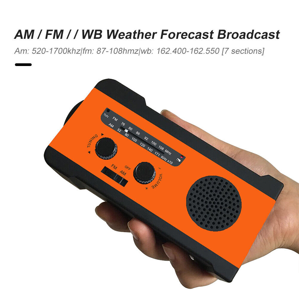 EU Version Solar Power Hand Cranked Phone Charge Flashlight Radio (Orange)