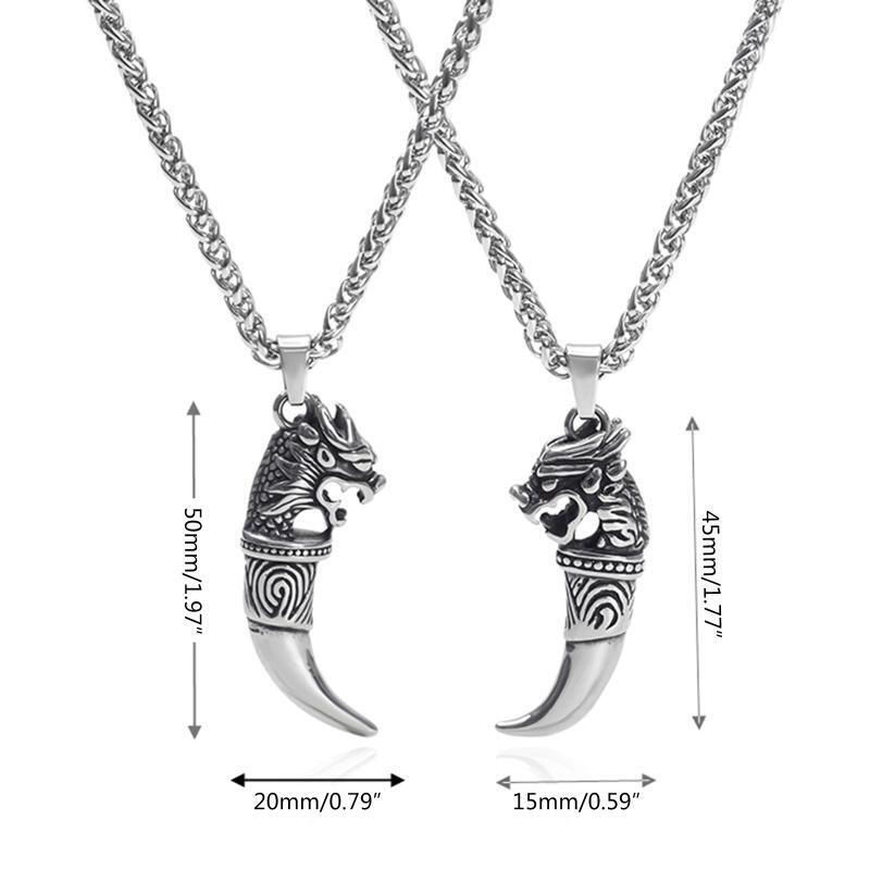 Wolf Teeth Pendant Necklace Lucky Jewelry Steel Tooth Amulet Pendant Necklace