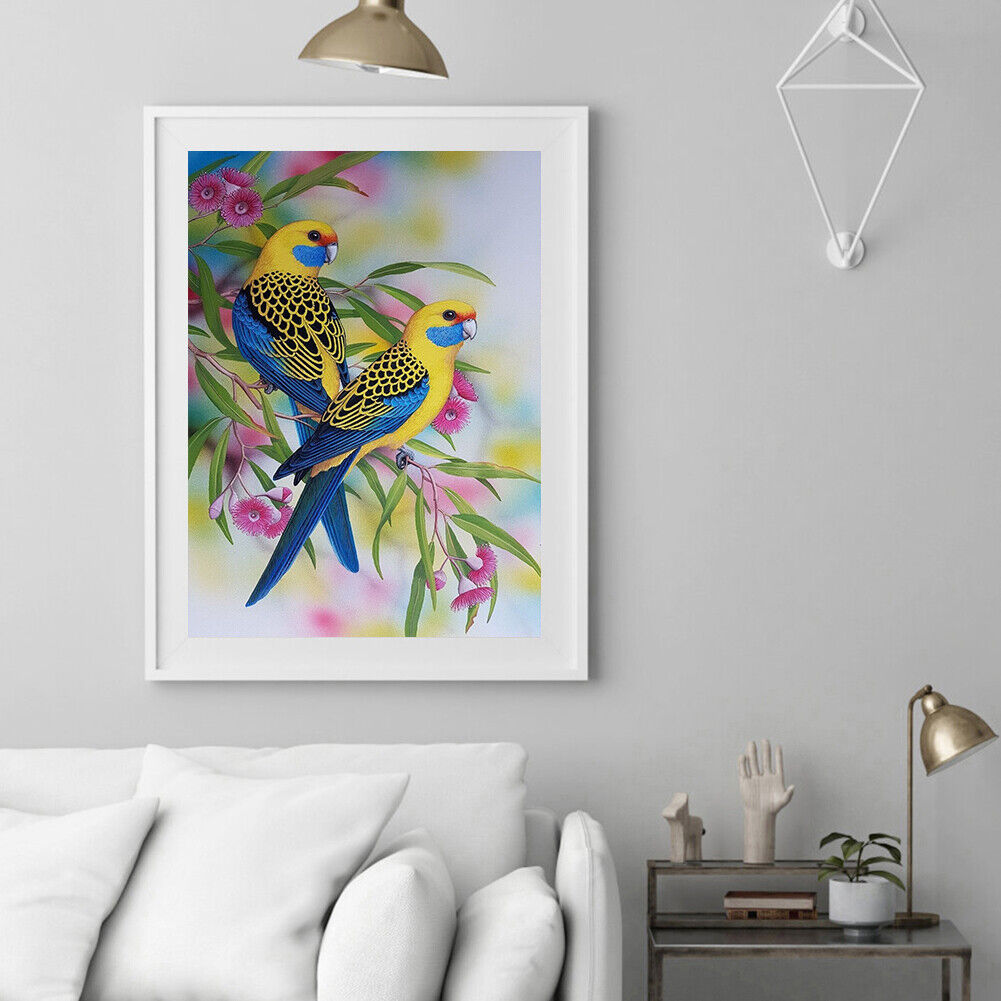 DIY Blue Rose Birds Animal 5D Mosaic Full Drill Round Diamond Painting Kit