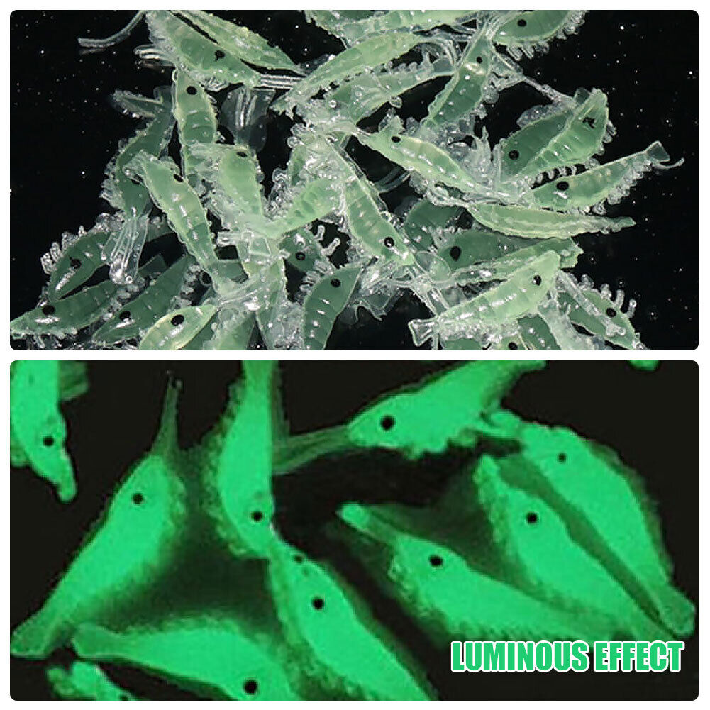 50pcs Luminous Shrimp Soft Lure 3cm Night Fishing Bait Fluorescent Glow