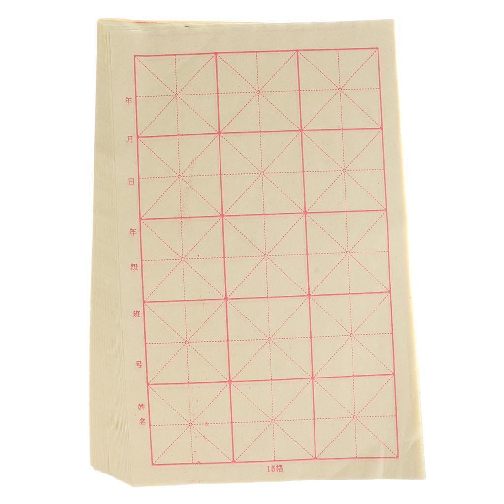 1 Pack Chinese Half-ripe Rice Paper Grid Xuan Paper Brush Writing Practice M