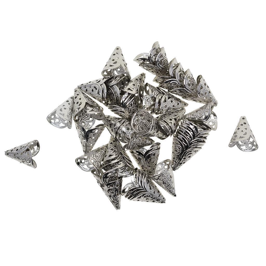 50x Filigree Cone Shape End Caps Bead Caps Tassel Making Jewelry Connectors