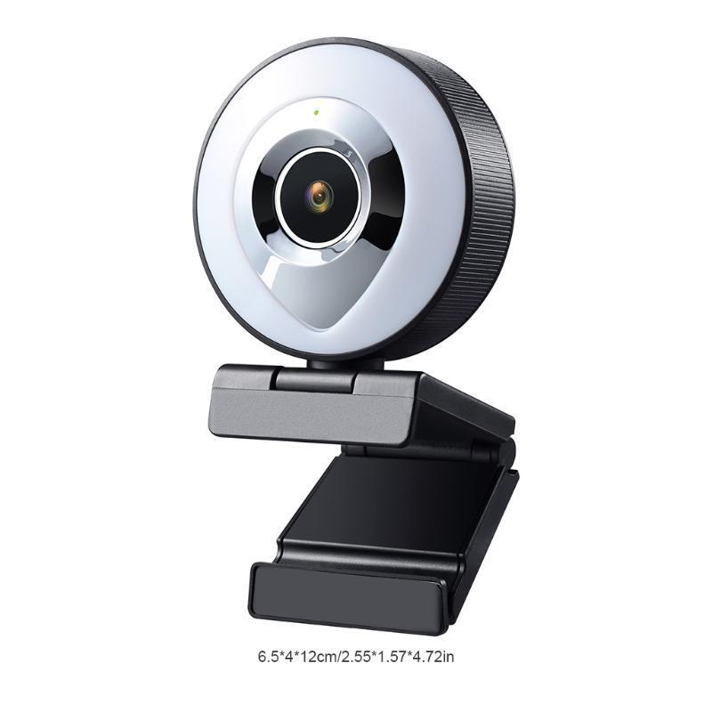 1080P Webcam Built in Adjustable Ring Light and Mic Advanced Autofocu Web Camera