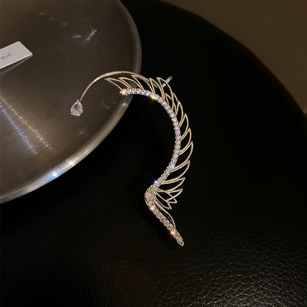 Sparkling Exquisite Zircon Ear Wrap Dangle Stud Earrings Wing Earrings Ear Cuff