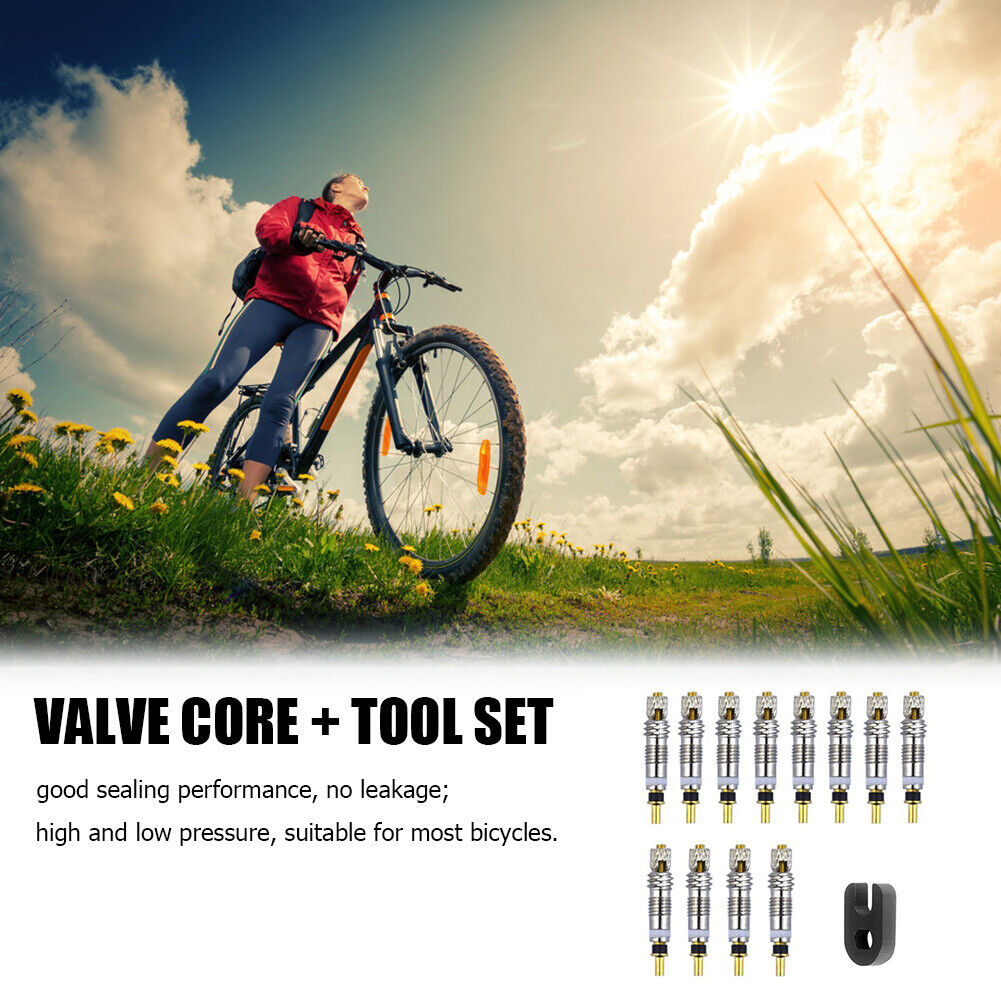 12pcs Brass Presta MTB Road Bike Bicycle Tire Valve Core + Removal Tool