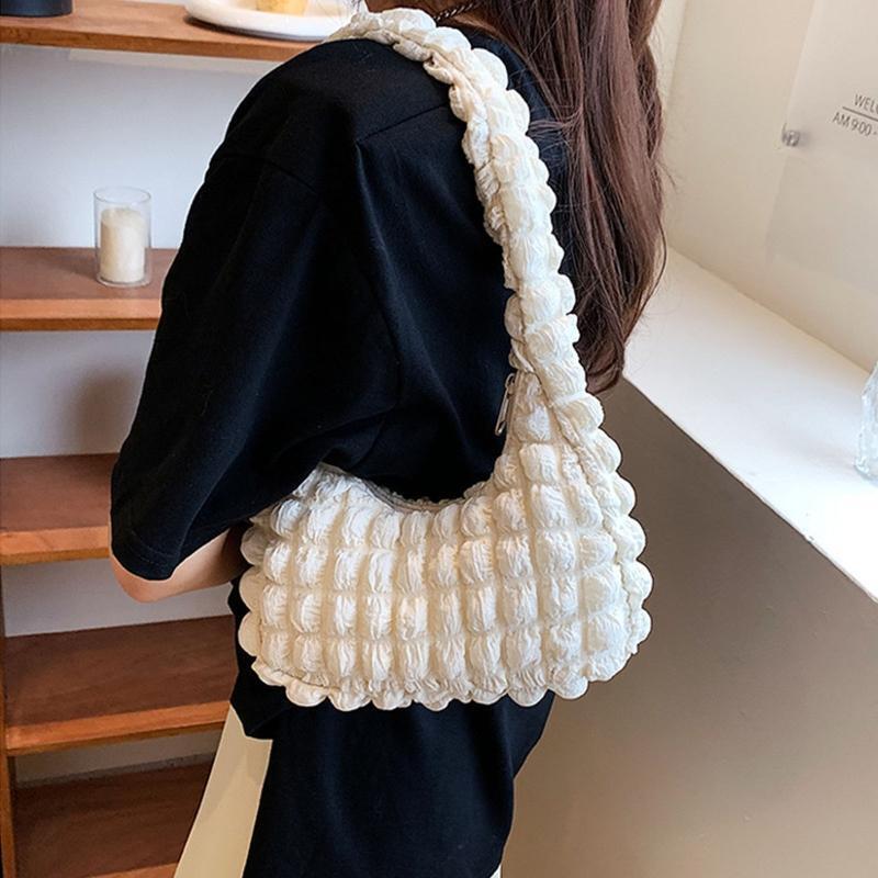 Versatile Underarm Bag Pleated Cloud Bag Shoulder Bag Small Square Bag for Women