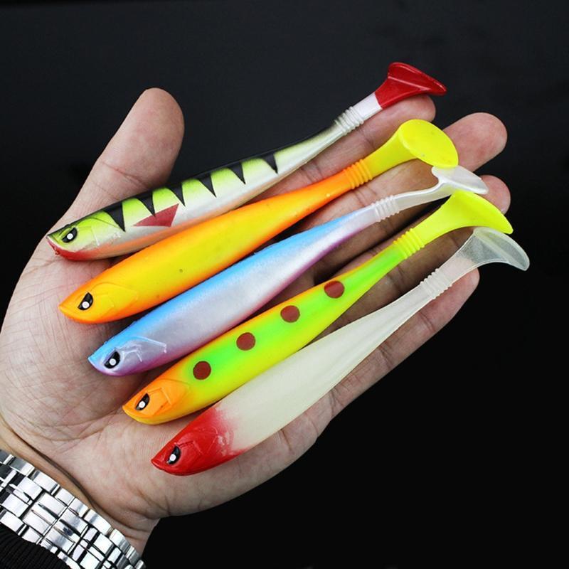 5Pcs Soft PVC Fishing Lures Baits for Saltwater Freshwater Swimbaits Trout Bass