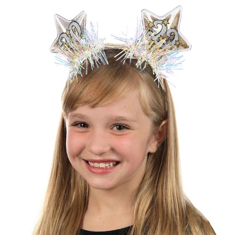 2022 New Year Headbands Glitter Tinsel Hair Bands Creative Holiday Party Props
