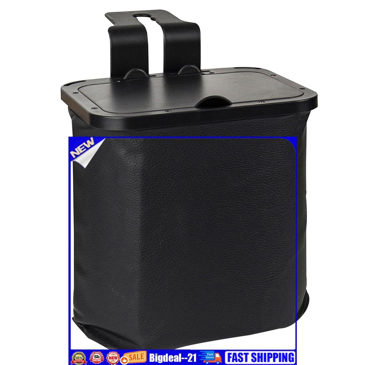 Leather Car Seat Trash Can with Lid Waterproof Storage/Waste Organizer Can