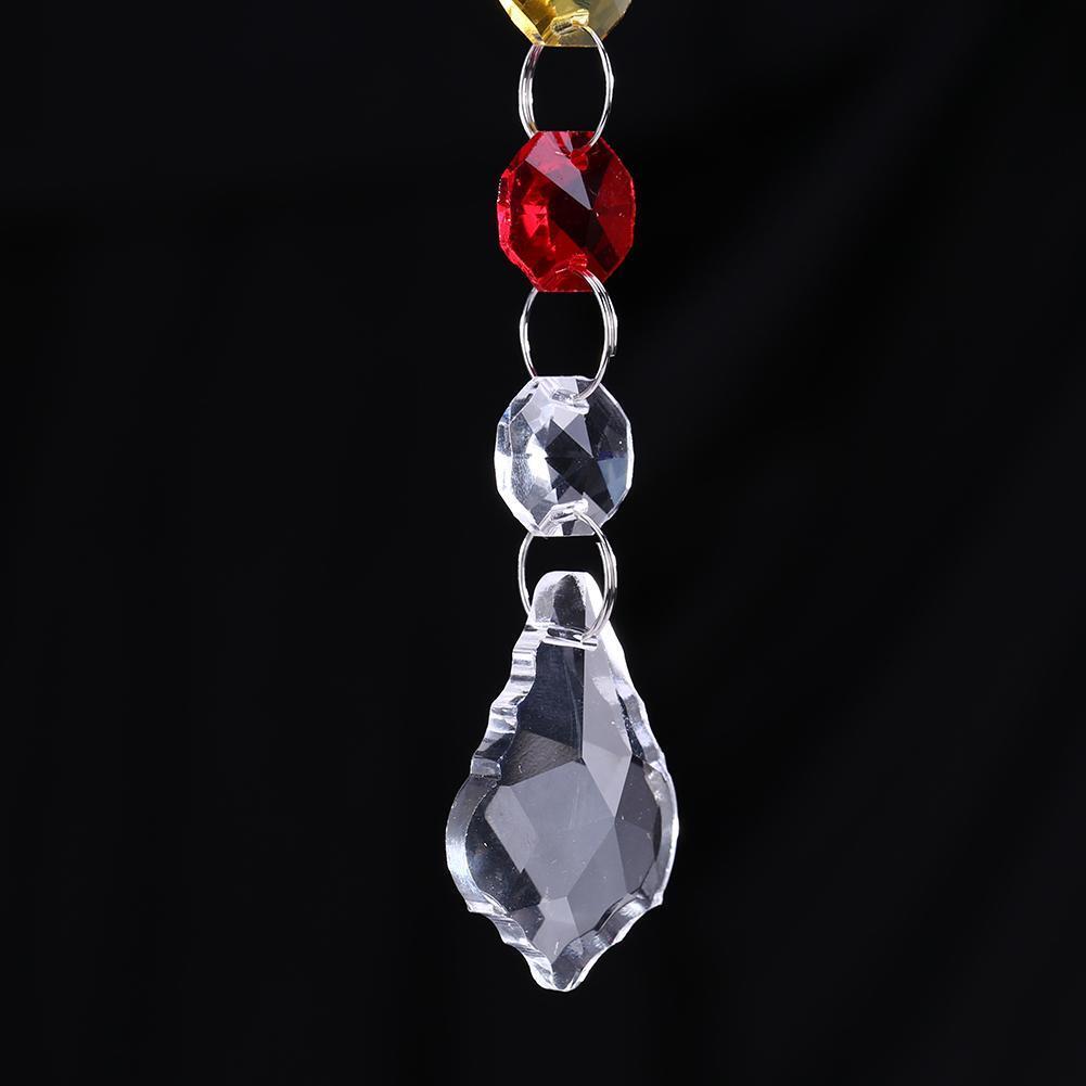 DIY Hang Light String Octagonal Beads Crystal  Maple Leaf Pendant