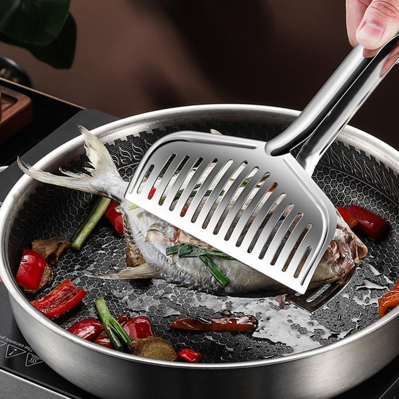 Fried Fish Tongs Multi-Function Food Flipping Tongs for Bread Eggs Hamburgers