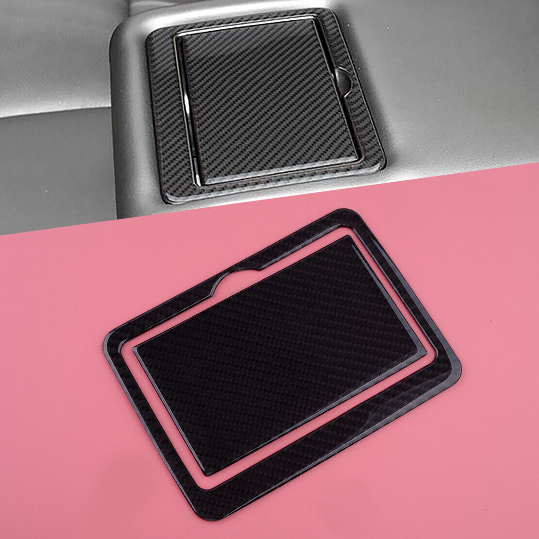 Carbon Fiber Rear Water Cup Holder Cover Trim Fit For Infiniti Q50 2014-2019