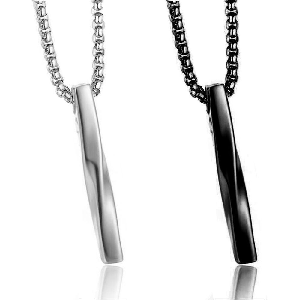 Fashion Trendy Jewelry Men Pendant Rectangle Stainless Steel Chain Necklace