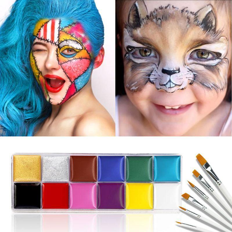 12 Colors Non Toxic Face Body Paint Water Soluble Oil Painting Tattoo Halloween