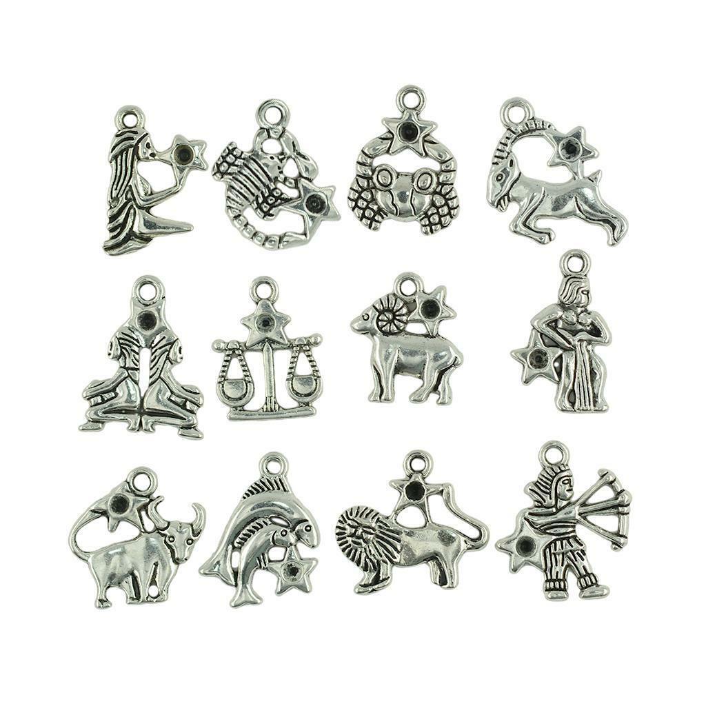 24 Pieces Birth Sign Zodiac Constellation DIY Charms Jewelry Making Crafts
