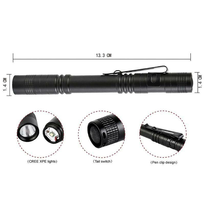 Portable Flashlight Pencil Pocket Light LED Waterproof Torch Aluminum Alloy Lamp