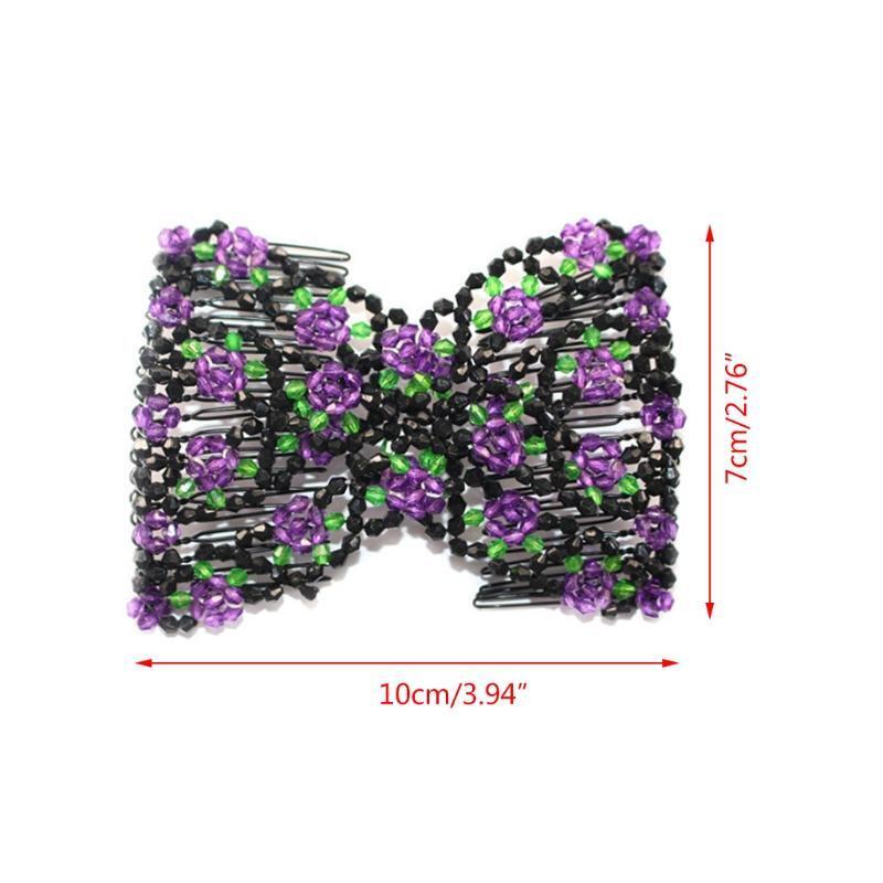 Magic Hair Comb Double Stretch Fashion Elastic Women Clips DIY Hairstyle Beaded