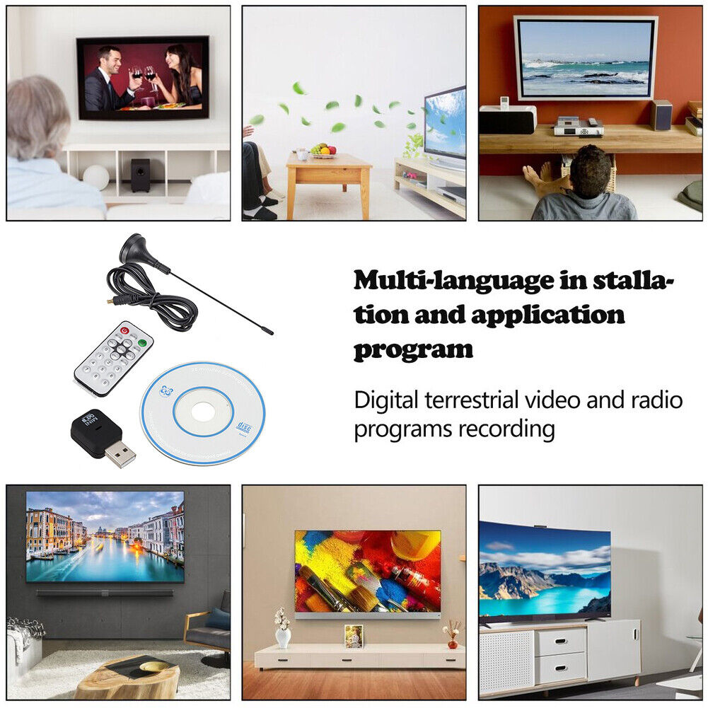 USB 2.0 Digital TV Stick PC HDTV DVB-T Antenna Receiver Video Tuner Dongle