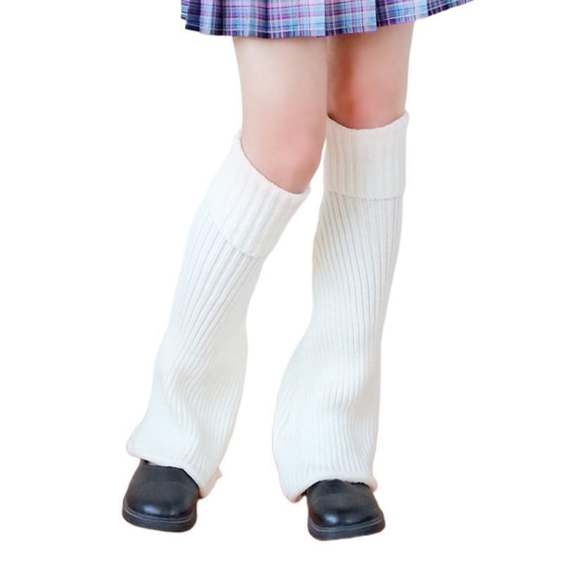Women Ribbed Knit Flare Leg Warmers Turn Cuff Wide Leg Foot Cover Knee Socks