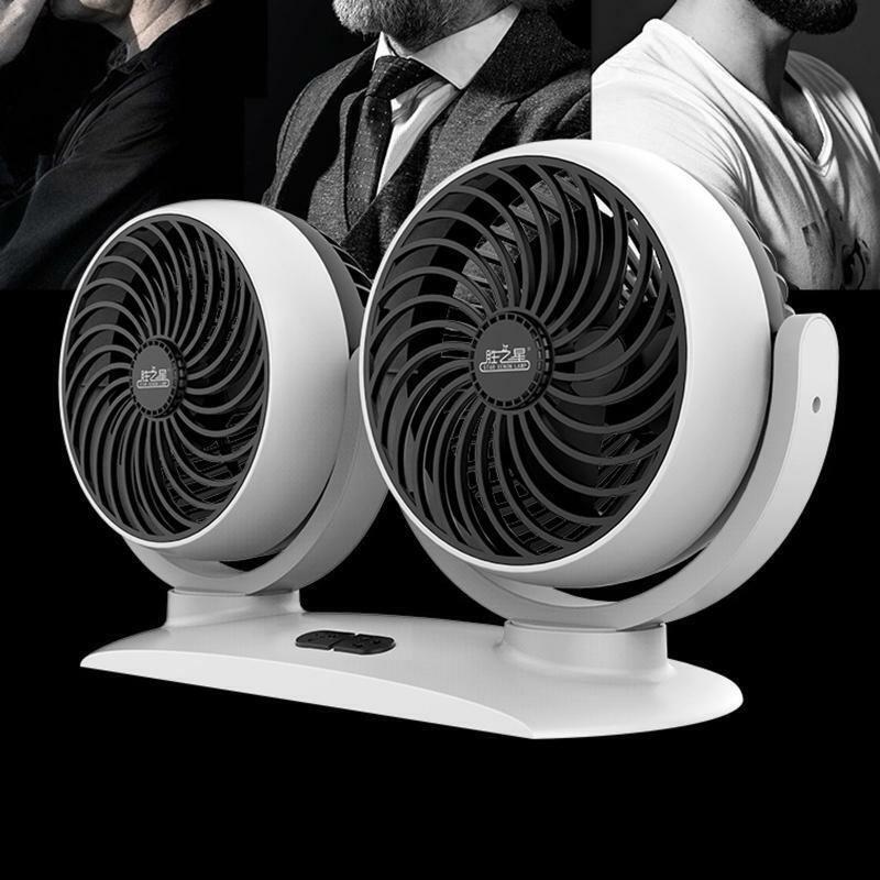 360° Rotation Air Fan 3 Speed Electric Fan USB 5V Double Head Dashboard Fan