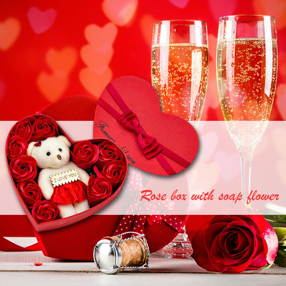 10pcs Rose Flowers Bear Gift Box Xmas Birthday Valentine Wedding Gifts