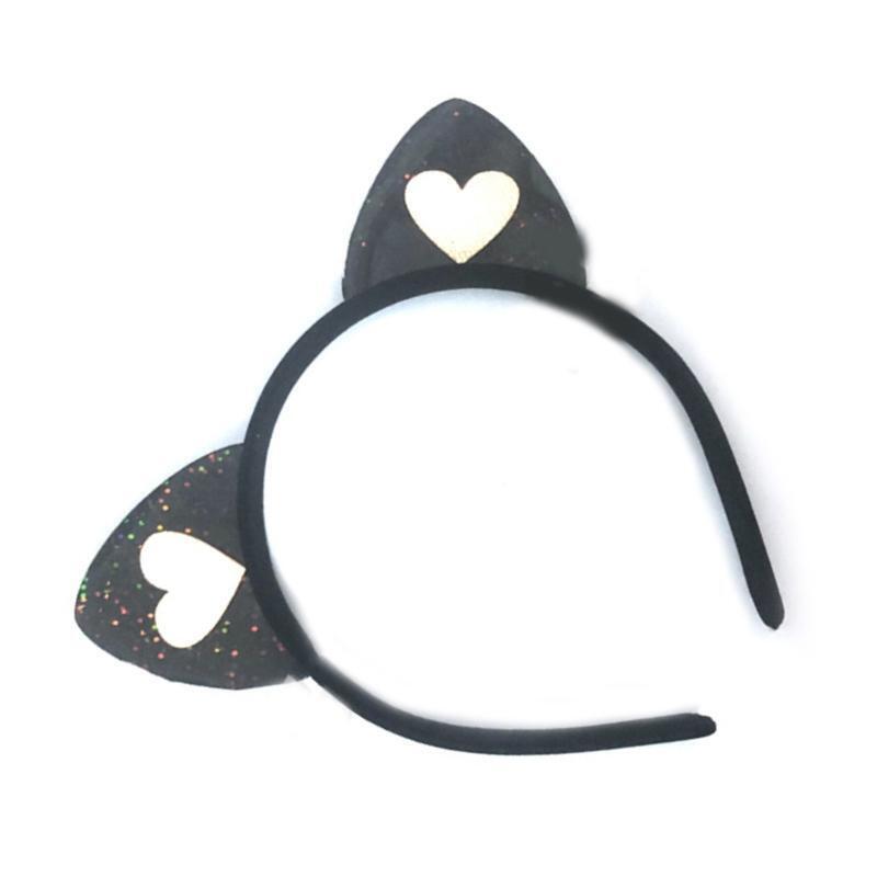 Novelty Headband Heart Pattern Kitten Ear Shape Hairhoop for Women Hair Hoop