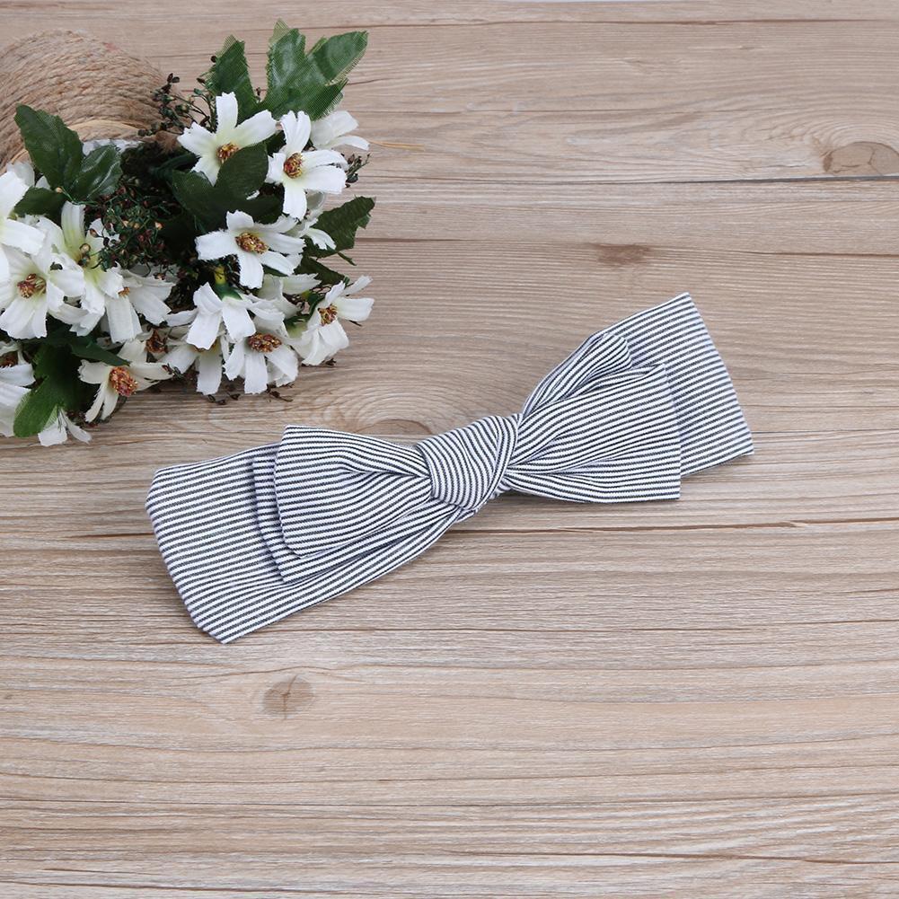 Korean Stripe Bow Knot Baby Hair Band Infant Elastic Headband(Sky Blue)