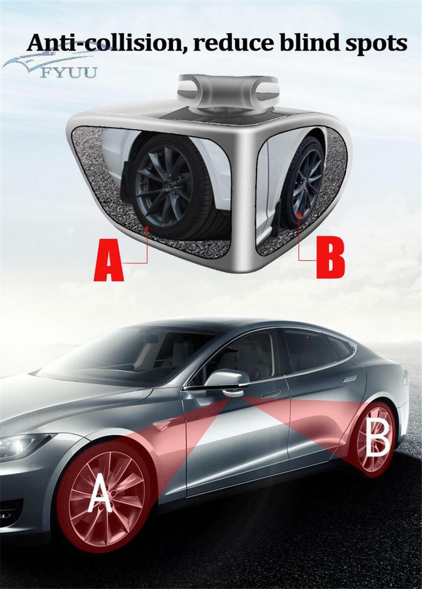 1x Left Side Car 360 Rotation Adjustable Rear View Wide Angle Blind Spot Mirror
