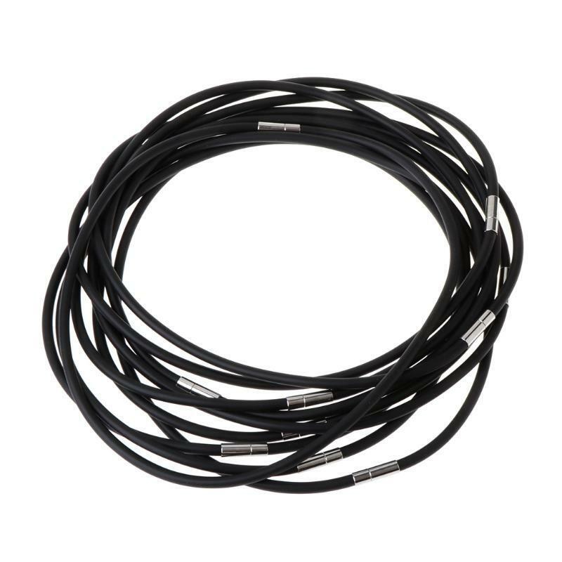 10pcs DIY Necklace Rope Cord Rubber Black Jewelry Making With Clasp Gift Fashion