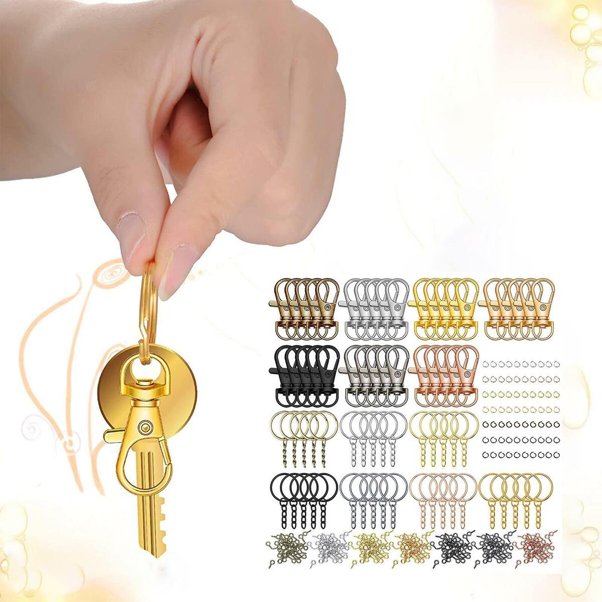350Pcs Keychain Rings Key Ring Keys Lanyard for  Pendants Supplies