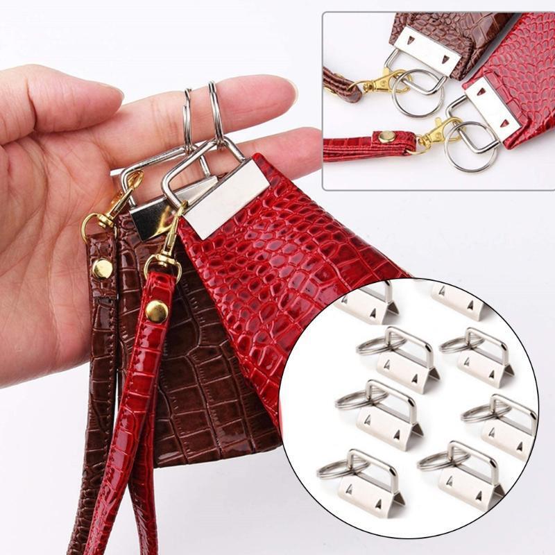 50pcs 1 Inch Key Fob Hardware Set with Split Rings Pliers for DIY Wristlet Clamp