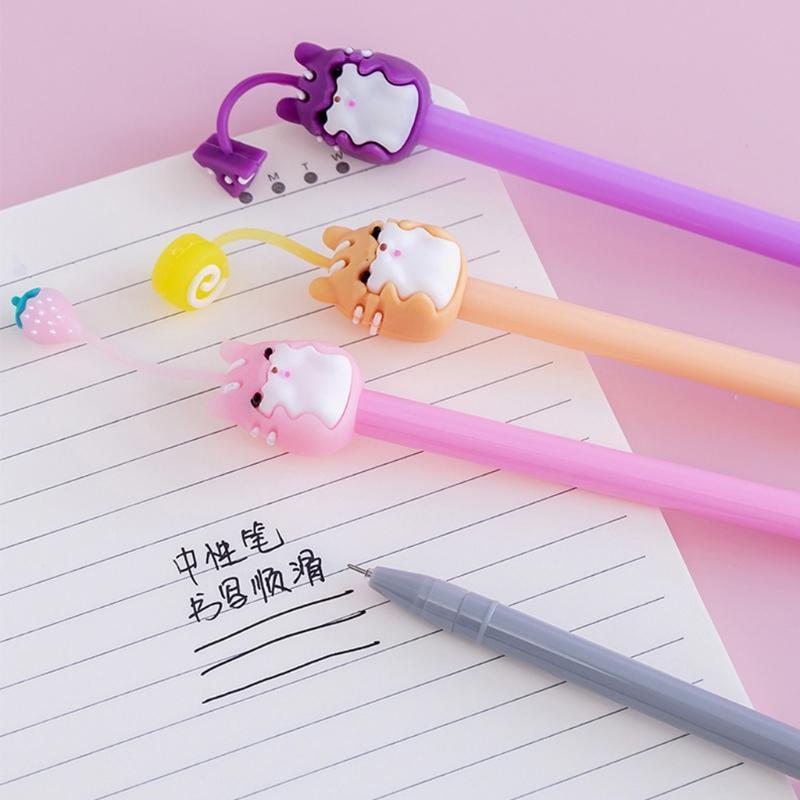 4pcs Cute Black Gel Pen Refillable Gel Pen Novelty Stationary Gift for Children
