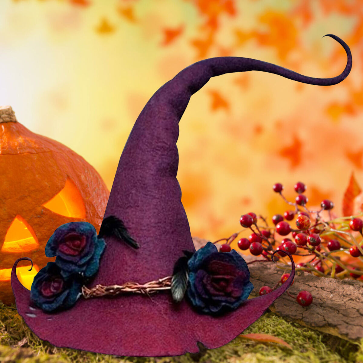 Halloween Party Felt Witch Hat Adjustable Party Witch Hat Prop (Red)
