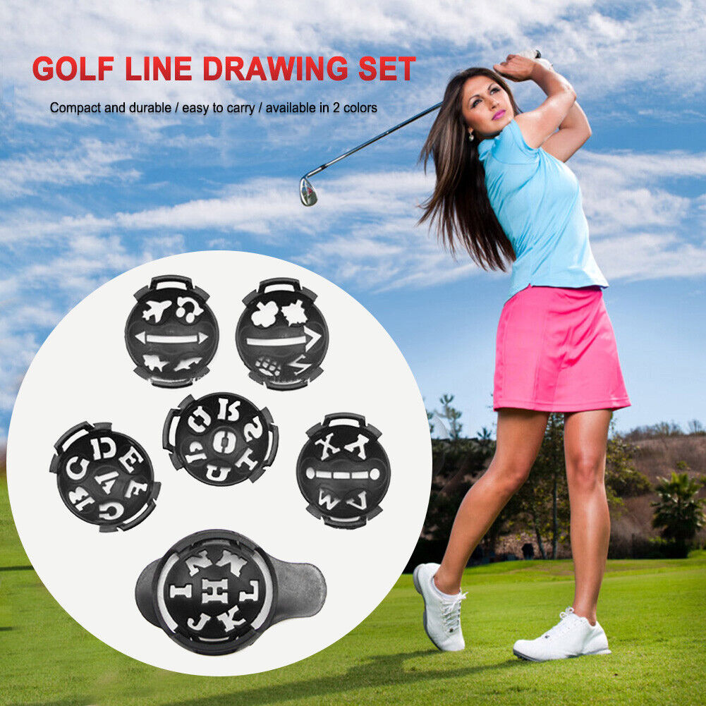 7pcs Golf Ball Liner Drawing Alignment Marker Golf Training Aids (Black)