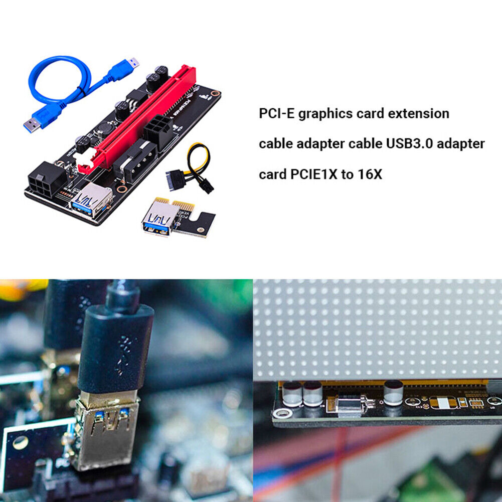Ver009S PCI-e Riser Card PCI Express 1X to 16X Adapter USB 3.0 Data Cable