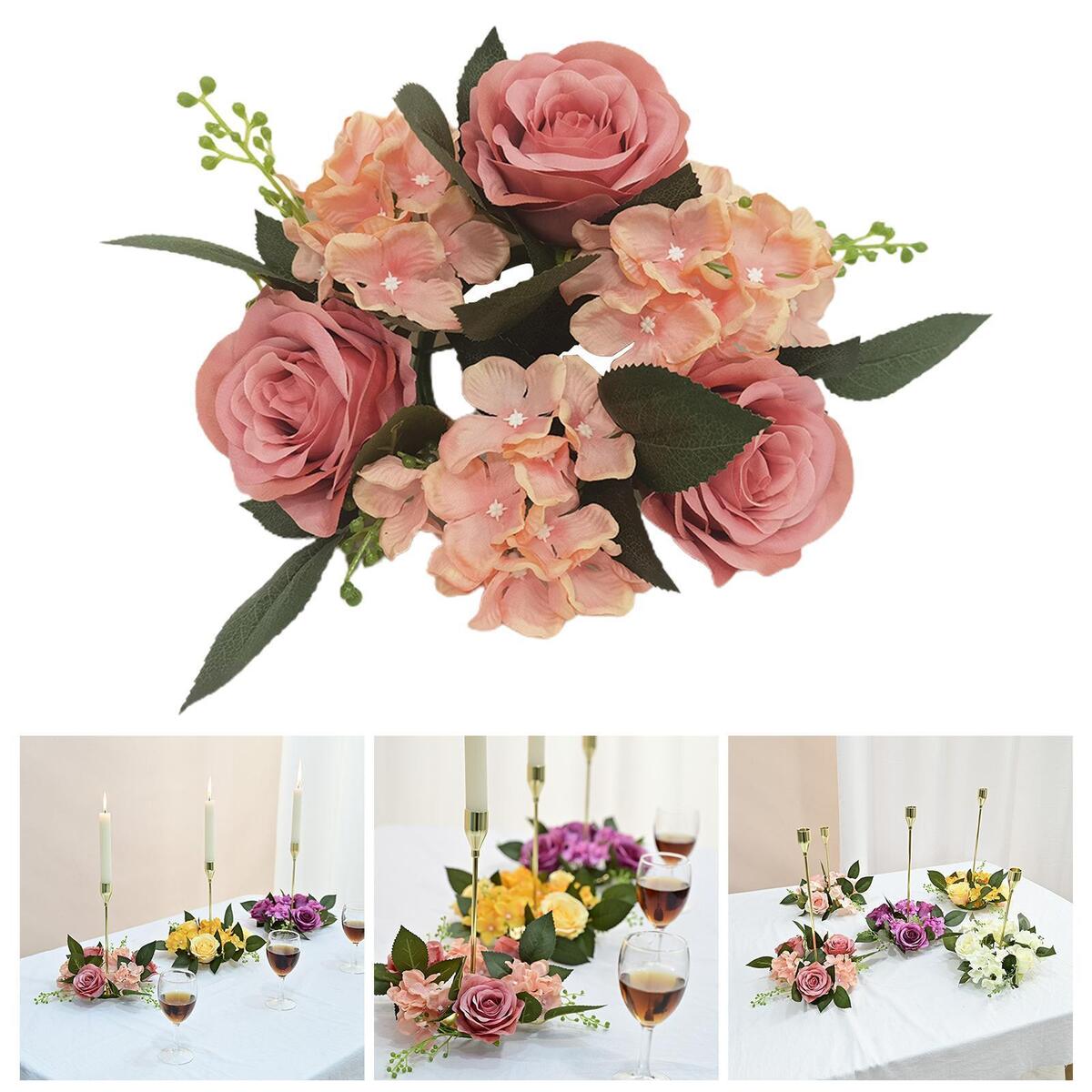 4pcs 7.87in Candle Rings Wreath Decor Flower Garland Halloween Farmhouse