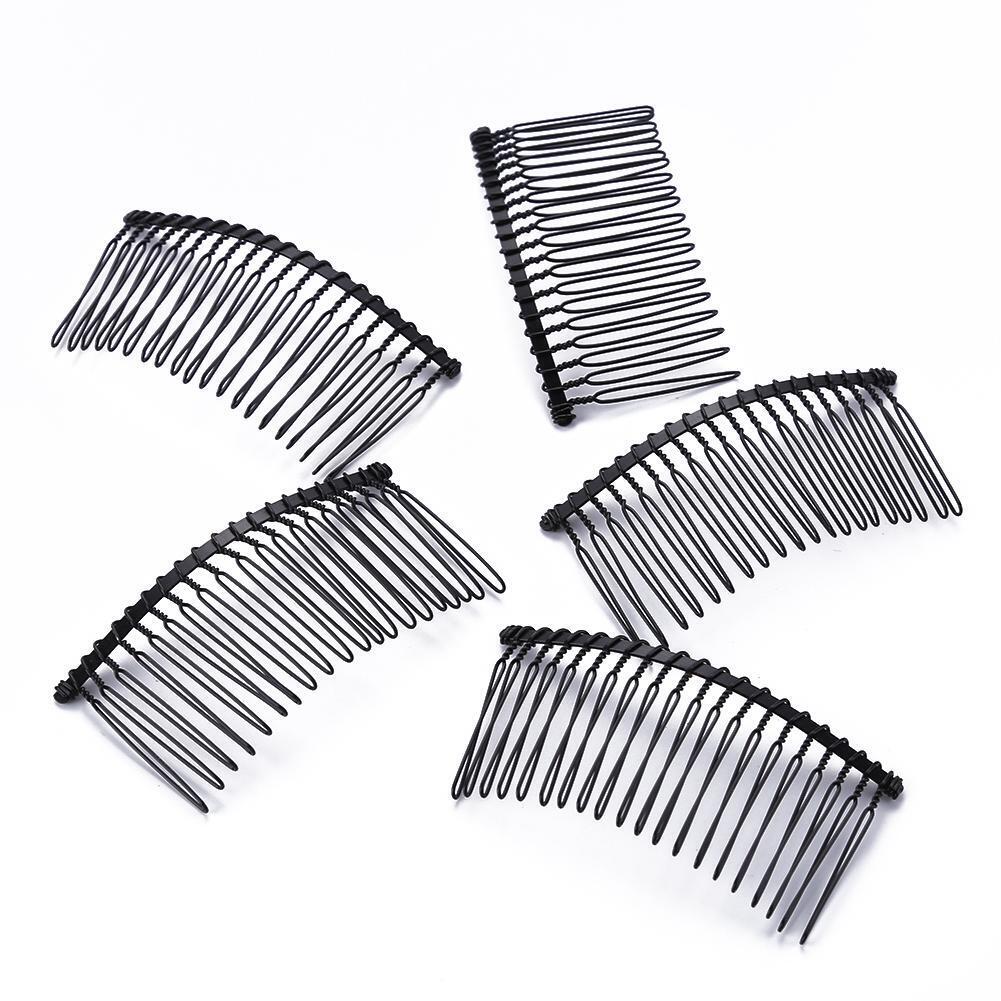 5pcs Fork Comb Fine Tooth Wedding Decoration Bride Hair Accessory (Black)