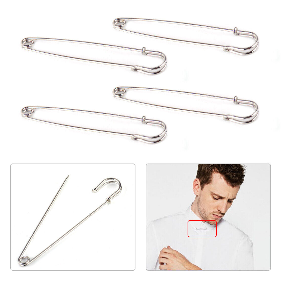10x 3.93inch Large Durable Strong Metal Kilt Scarf Brooch Safety Pins Craft Li