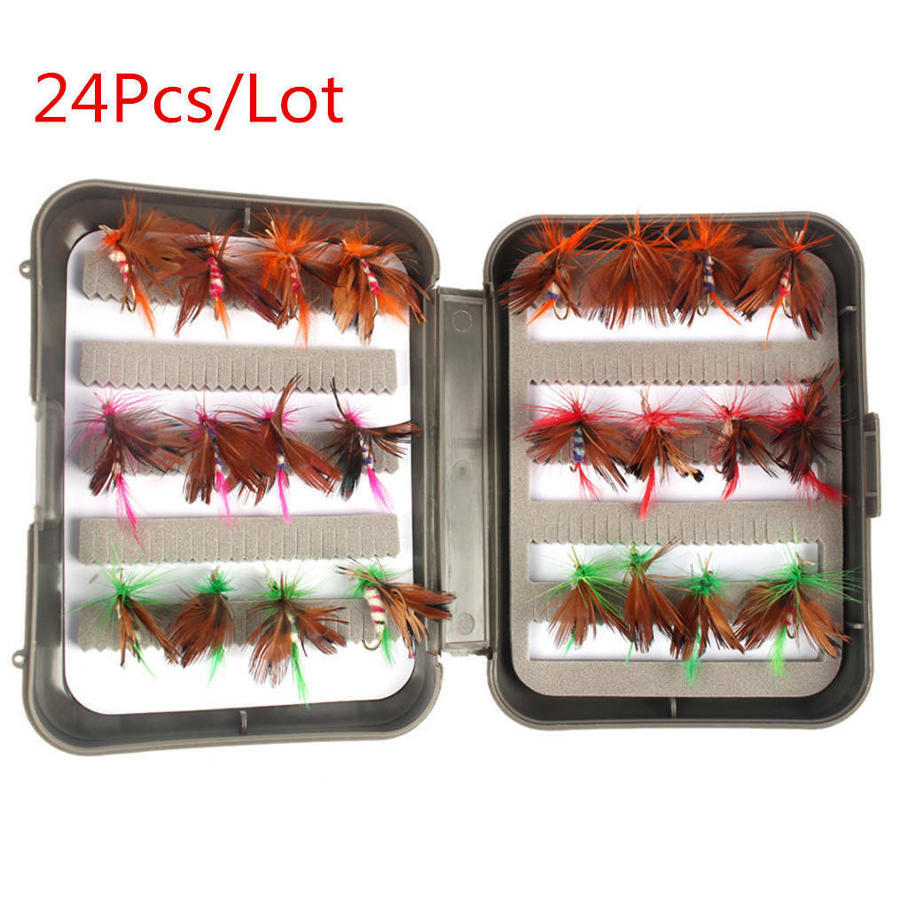 24Pieces Dry Flies Fly Fishing flies Kit Bass  Trouts Flies