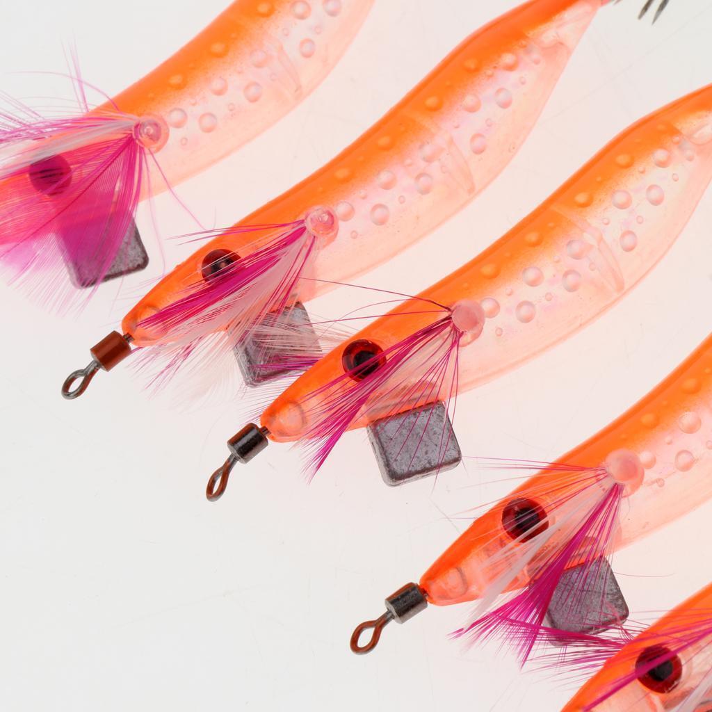 10 Pieces Fishing Lures Luminous Squid Jigs Hook Shrimp Lure for Saltwater