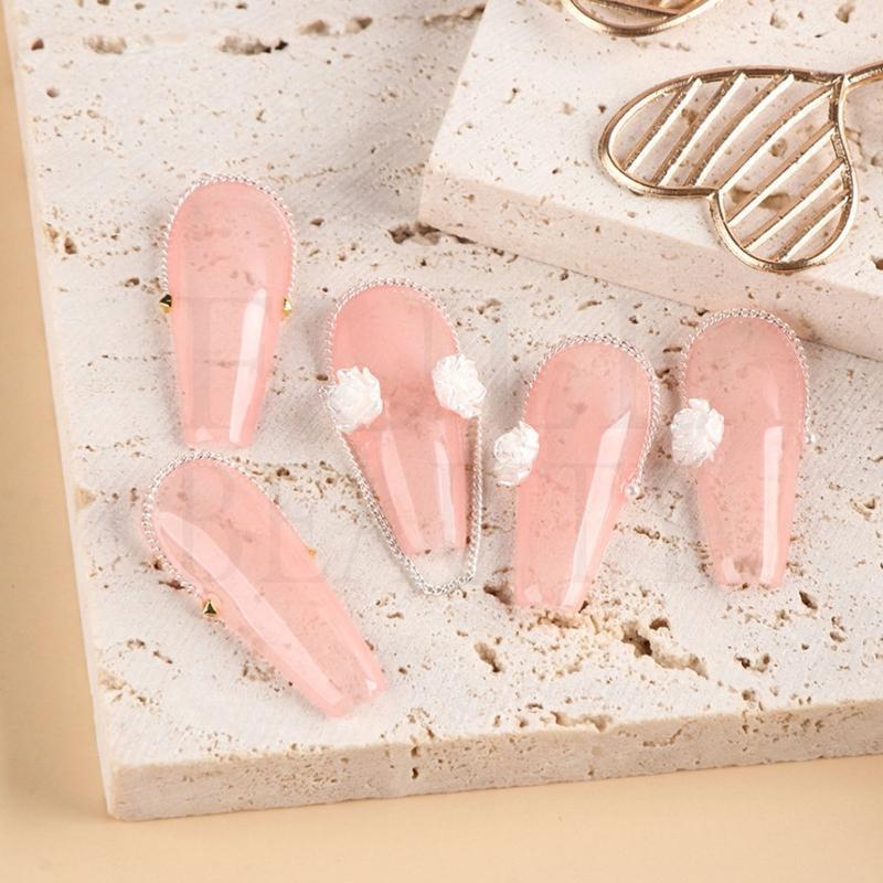 Nail Beads Charms,Metal Nail Chain Jewels Flower Nail Art Decorations,Nail Studs