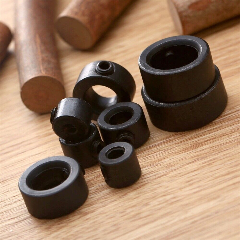8x Woodworking Drill Bit Depth Stop Collar Ring Positioner & Wrench Carbon steel