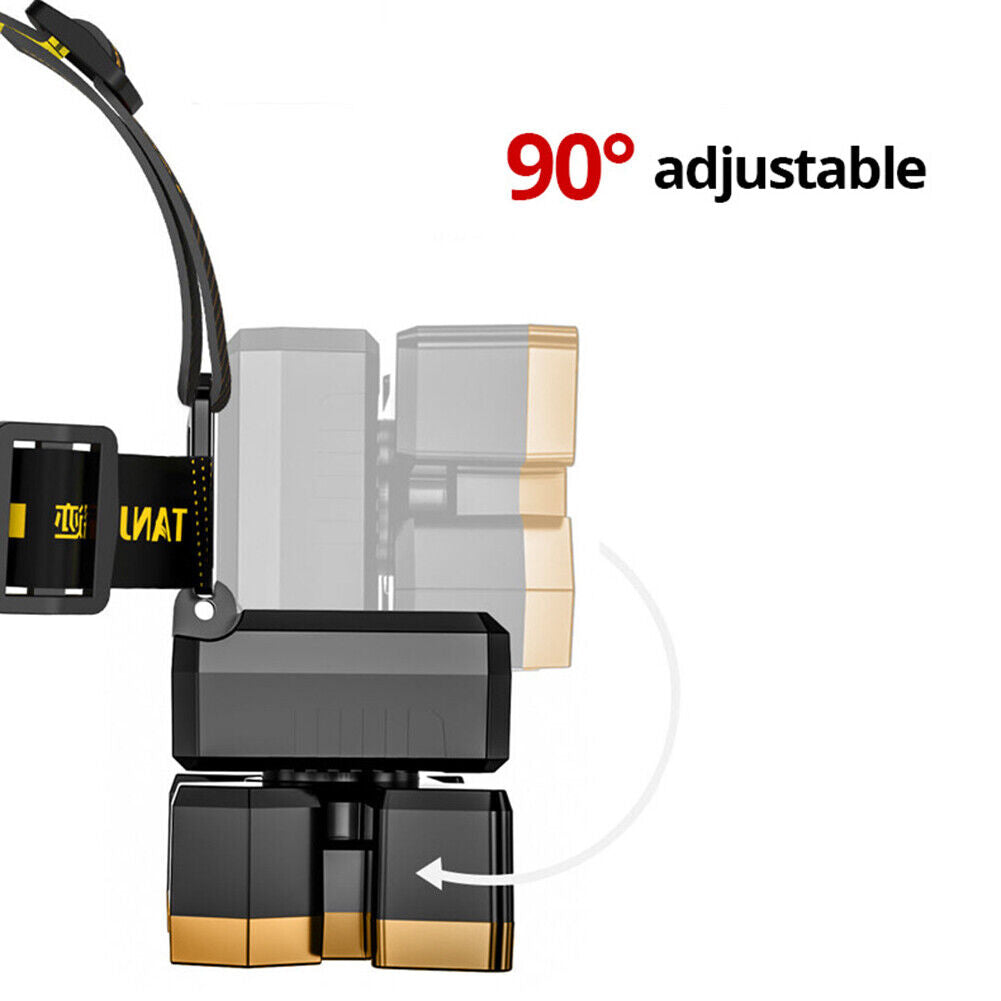 5xLED 1200mAh Portable Headlight USB Rechargeable Outdoor Fishing Headlamp